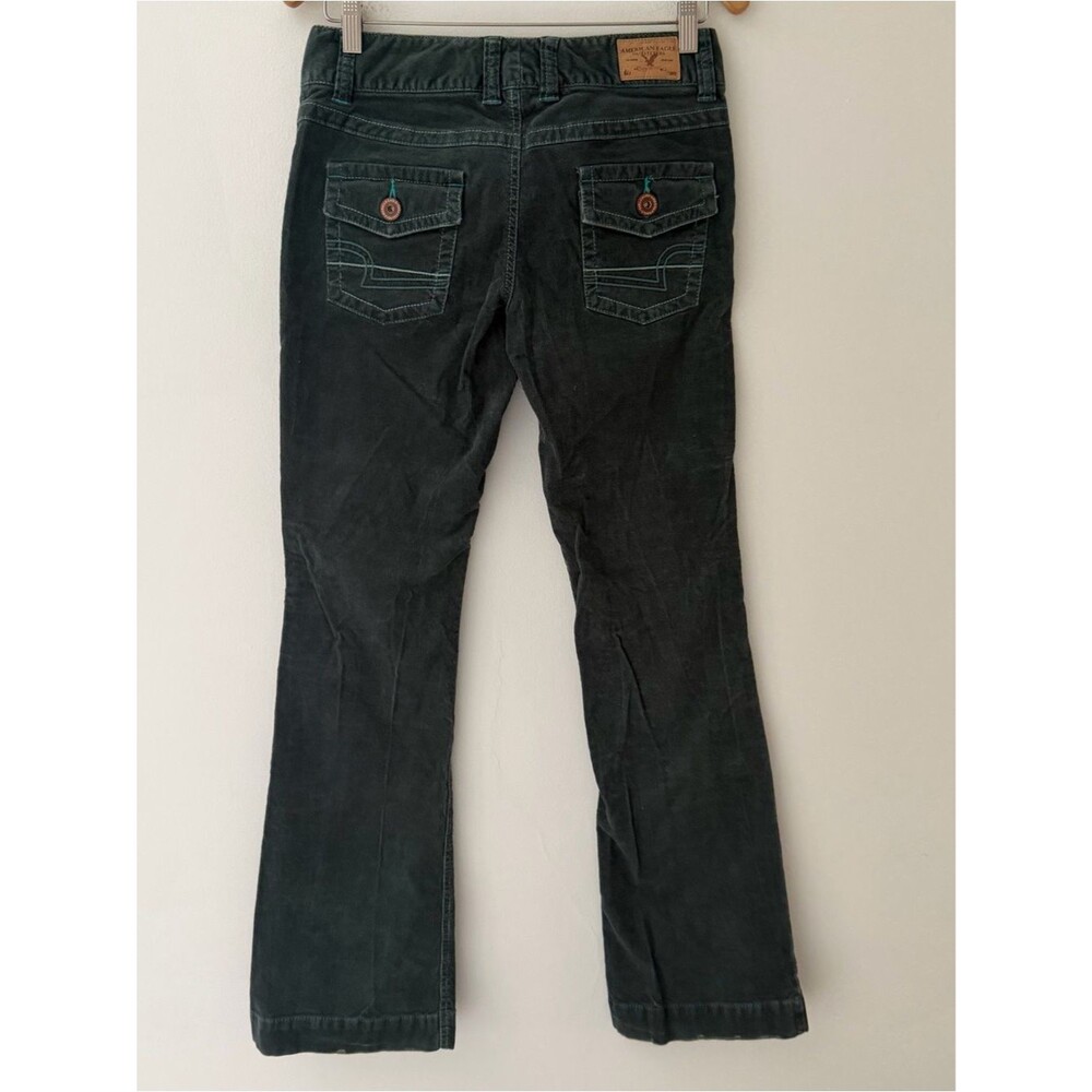 American Eagle Vintage Y2K Corduroy Pants Jeans Low Rise Flared Green Size 4
